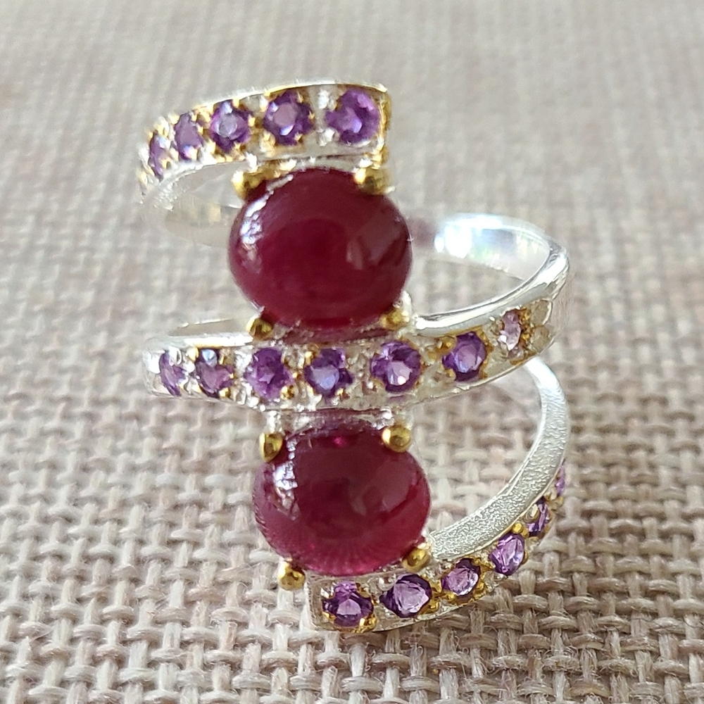 Natural Star Ruby Sterling Silver Ring - image 3